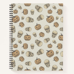 Skulls und Kürbis Halloween Muster Notizbuch