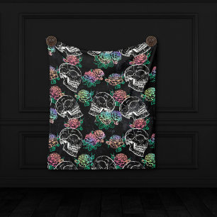 Skulls und Ombre Rose   Gothic Glam Pastel Grunge Fleecedecke