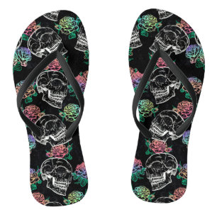 Skulls und Ombre Rose Gothic Glam Pastel Grunge Flip Flops