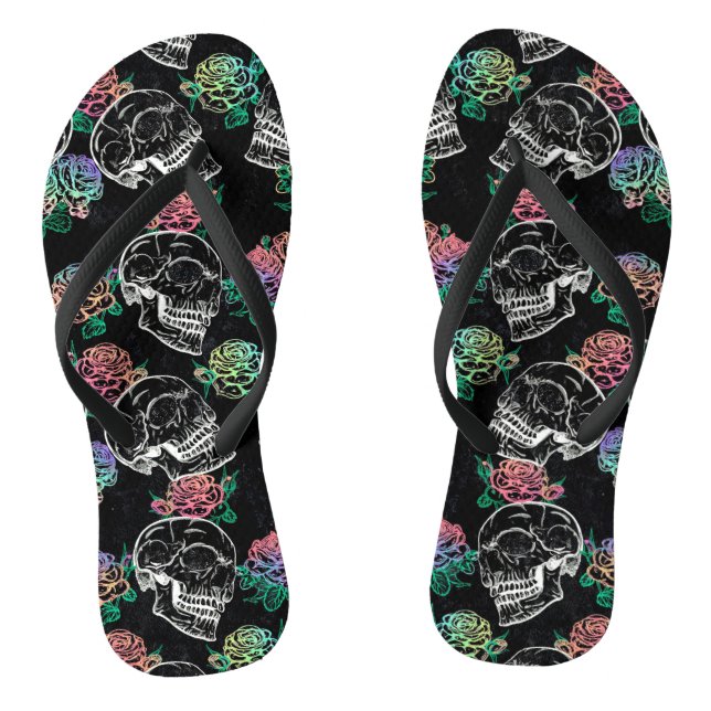 Skulls und Ombre Rose | Gothic Glam Pastel Grunge Flip Flops (Fußbett)