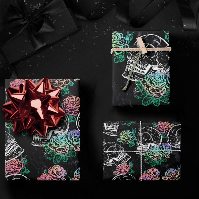 Skulls und Ombre Rose | Gothic Glam Pastel Grunge Geschenkpapier Set (Von Creator hochgeladen)