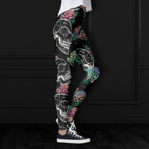 Skulls und Ombre Rose   Gothic Glam Pastel Grunge Leggings