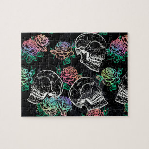 Skulls und Ombre Rose   Gothic Glam Pastel Grunge Puzzle