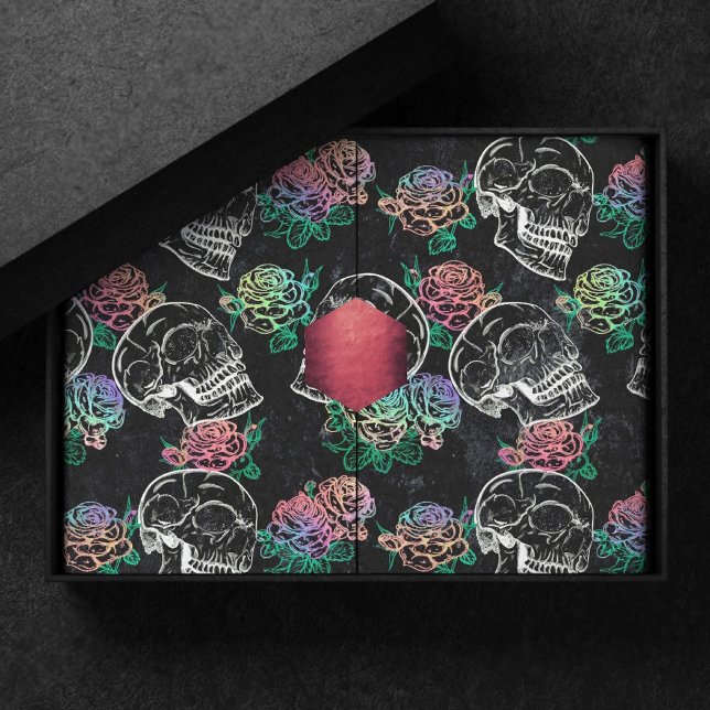 Skulls und Ombre Rose | Gothic Glam Pastel Grunge Seidenpapier (Von Creator hochgeladen)