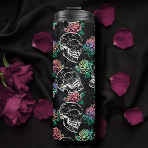 Skulls und Ombre Rose   Gothic Glam Pastel Grunge Thermosbecher