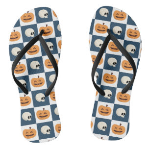 Skulls und Pumpkins Karos Flip Flops