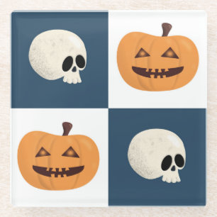 Skulls und Pumpkins Karos Glasuntersetzer