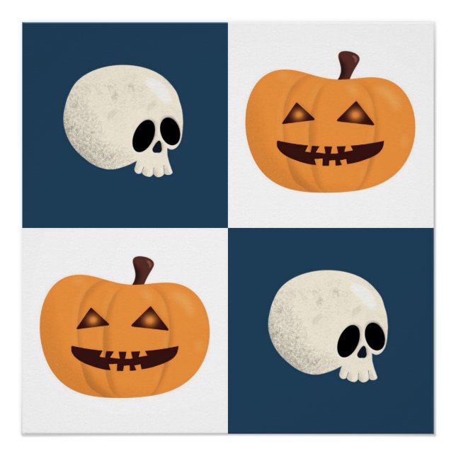 Skulls und Pumpkins Karos Poster (Vorderseite)