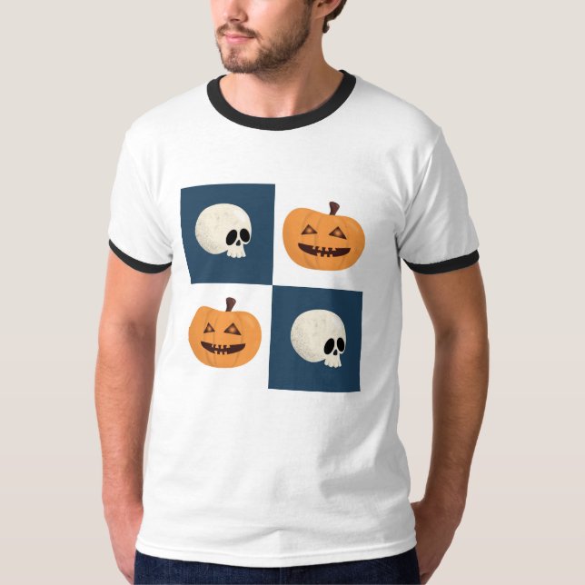 Skulls und Pumpkins Karos T-Shirt (Vorderseite)