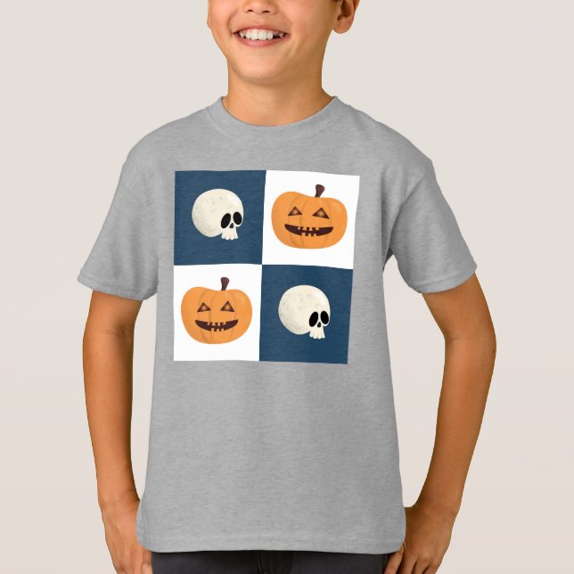 Skulls und Pumpkins Karos T-Shirt (Vorderseite)