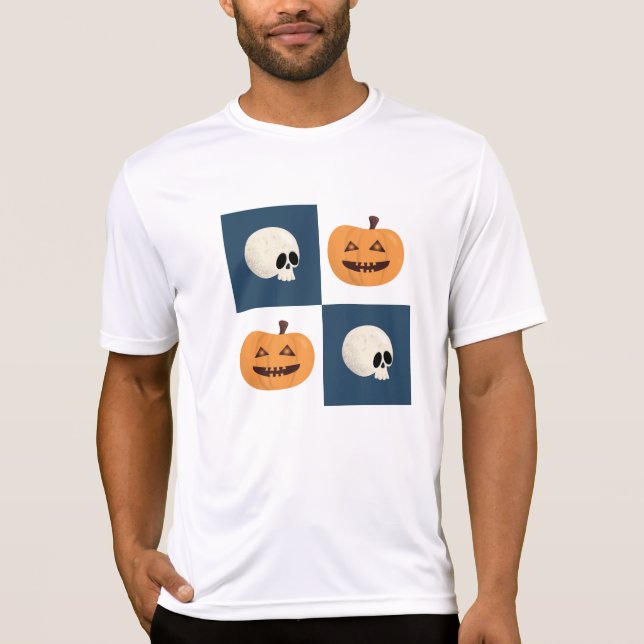 Skulls und Pumpkins Karos T-Shirt (Vorderseite)