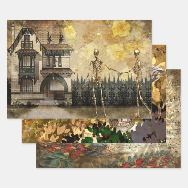 Skulls und Raven Creepy Geschenkpapier Set (Set)