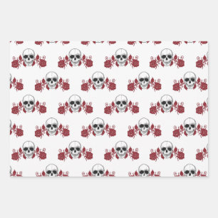 Skulls und Rose Gothic Wrapping Paper Geschenkpapier Set