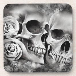 Skulls und Rose gotisch Getränkeuntersetzer