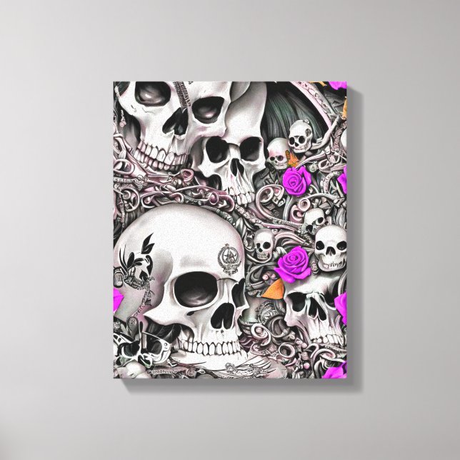 Skulls und Rose Leinwanddruck (Vorderseite)