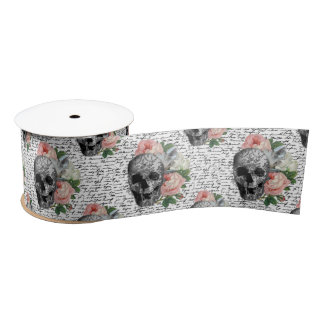 Skulls und Rosen Satinband