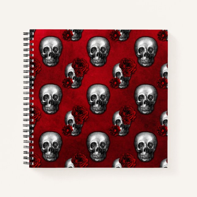 Skulls und Rote Rosen Notizbuch (Vorderseite)