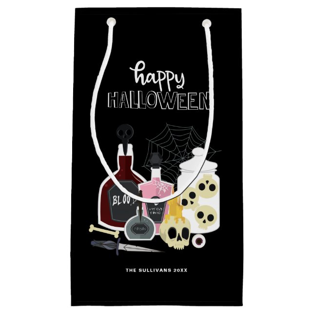 Skulls und Tränke Illustrationen glücklich Hallowe Kleine Geschenktüte (Vorderseite)