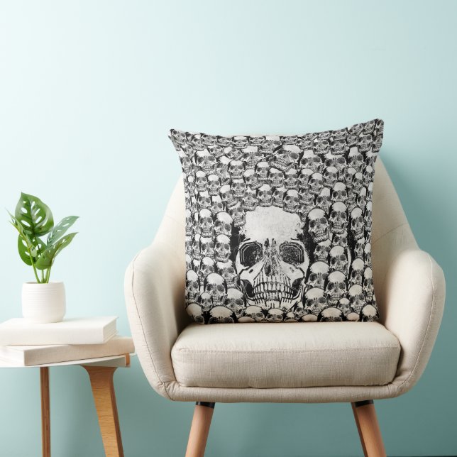 SKULLS WALL TOD SKELETON SCHWARZ-WEISS KISSEN (Stuhl )