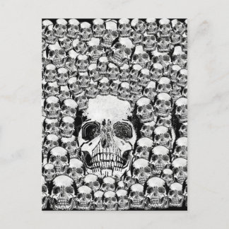 SKULLS WALL TOD SKELETON SCHWARZ-WEISS POSTKARTE