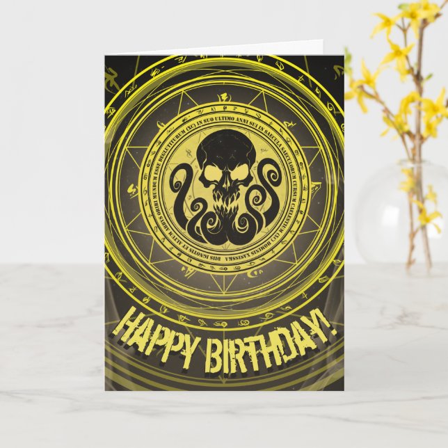 Skullthulhu Feenful Yellow Birthday Card Karte (Gelbe Blume)
