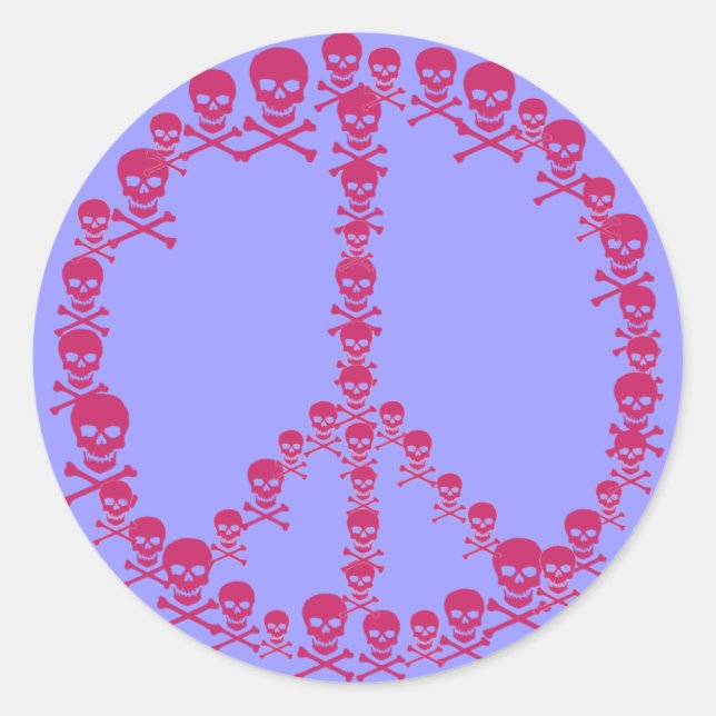 Skully Peace Sign Runder Aufkleber (Vorderseite)