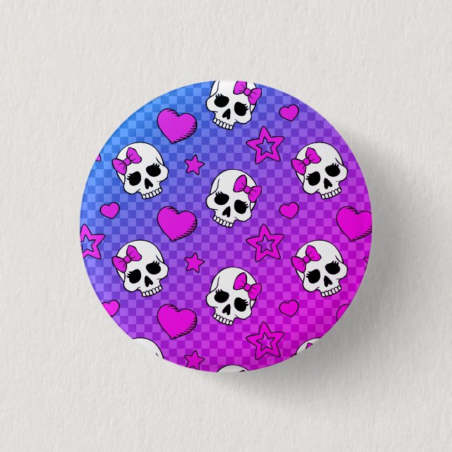 Skully Pop Kawaii Button (Vorderseite)