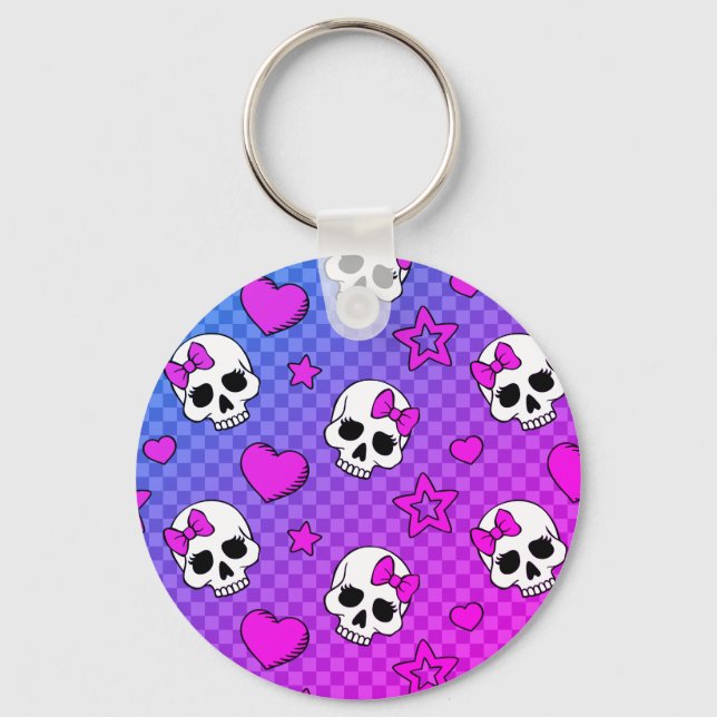 Skully Pop Kawaii Schlüsselanhänger (Vorderseite)