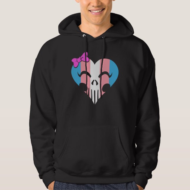 Skully Trans Pride Hoodie (Vorderseite)