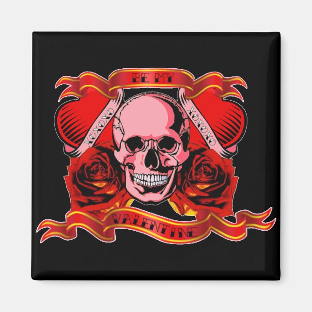 Skully Valentine Tattoo Magnet (Vorne)