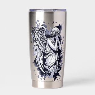 Skulptur eines weinenden Engels - mit Splashes 1 Thermobecher