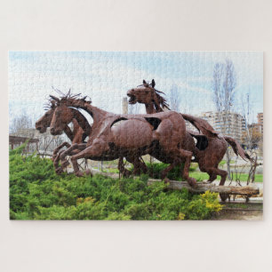 Skulptur von Laufpferden Puzzle