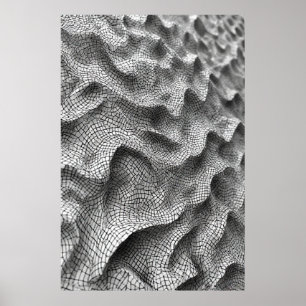 Skulpturale Mosaikwellen: Ein 3D-Geometrie-Fliesen Poster