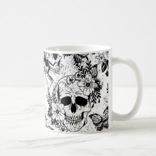 Skulpturen & Blumenschwarz und Weiße Tasse Kaffeeb