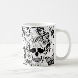 Skulpturen & Blumenschwarz und Weiße Tasse Kaffeeb