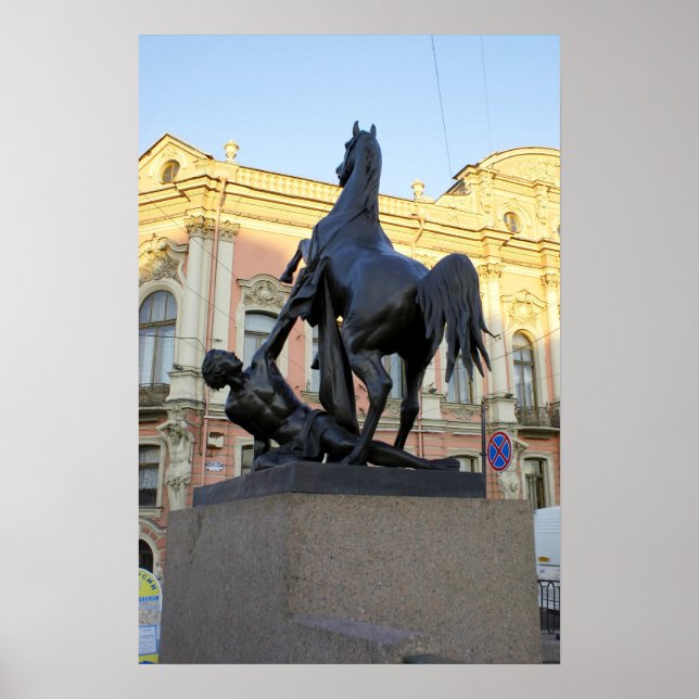 Skulpturen der Anichkov-Brücke in St. Petersburg Poster (Vorne)