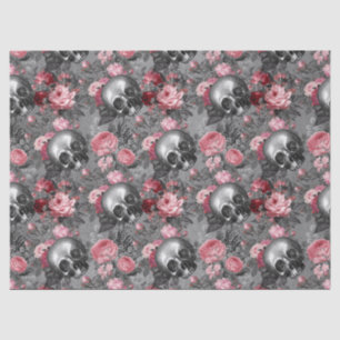 Skulpturen mit rosa Rosen auf grauem Grund Seidenpapier