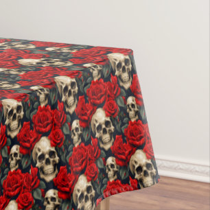 Skulpturen mit roten und schwarzen Rose Tischdecke