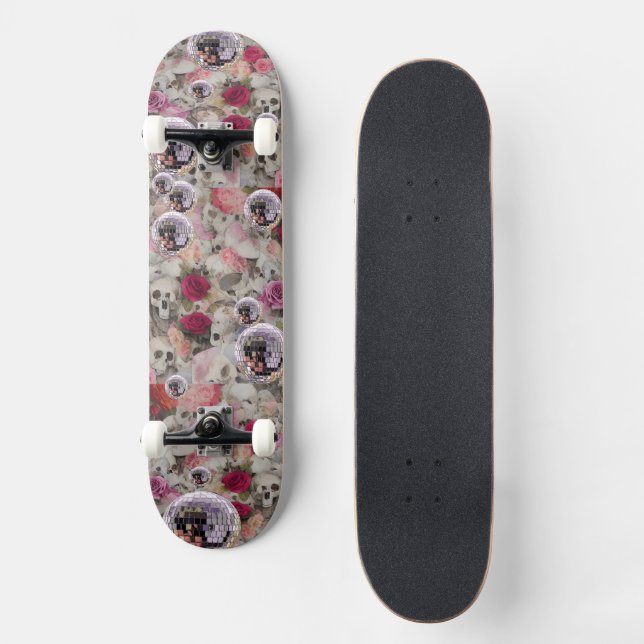 Skulpturen Rose und Pink Disco Balls Skateboard (Vorderseite)