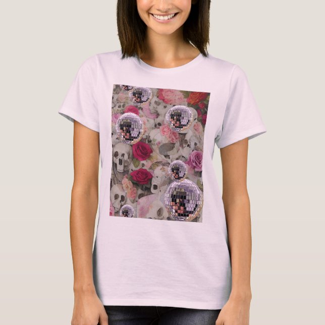 Skulpturen Rose und Pink Disco Balls T-Shirt (Vorderseite)