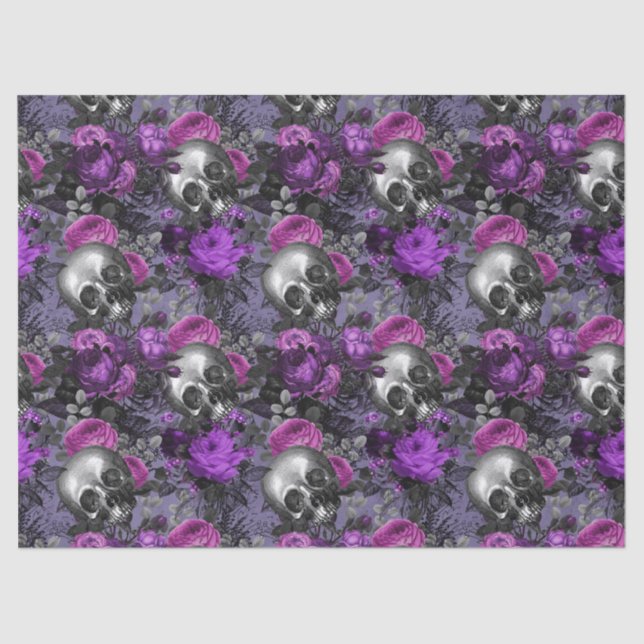 Skulpturen und Lila Rose auf Lila Dekoupage Seidenpapier (Vorderseite)