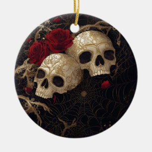 Skulpturen und rote Rosen Design Keramik Ornament