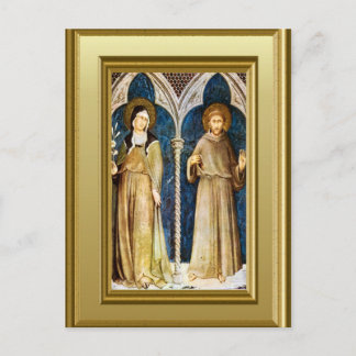 Skulpturen von St. Clare und St. Francis Assisi Postkarte