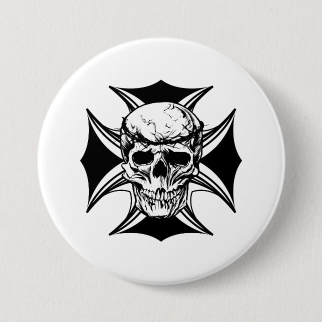 Skulpturenkralle Cross Goth Biker Art Button (Vorderseite)