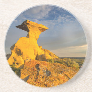 Skulpturierte Badlands-Formation in Short Grass Getränkeuntersetzer
