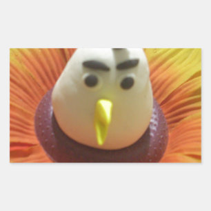 Skulpturierter Vogel im Sonnenblumen-Kunstprint Rechteckiger Aufkleber