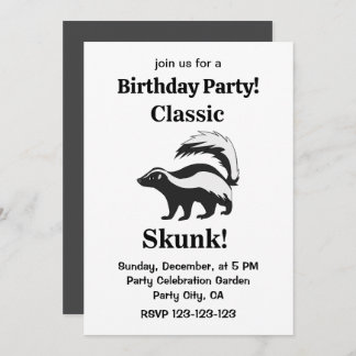 Skunk Animal Funny Birthday Einladung