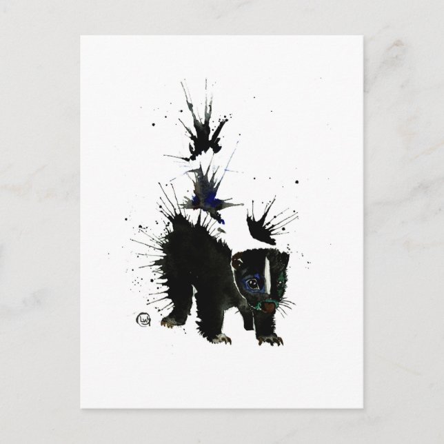 Skunk Aquarell Postkarte (Vorderseite)