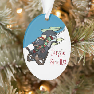 Skunk auf einem Schlitten Jingle riecht! Weihnacht Ornament