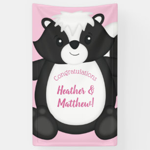 Skunk Baby Dusche Pink Banner